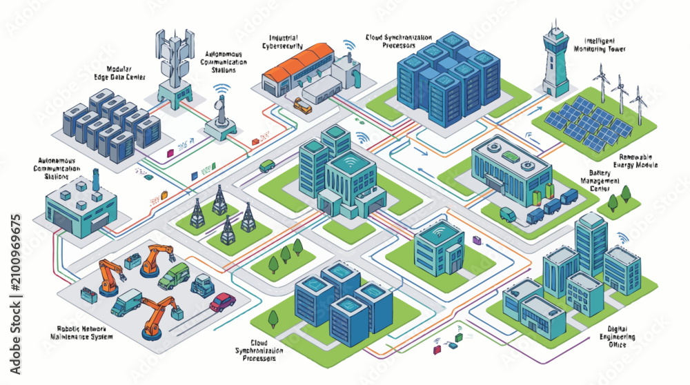 Foto Industrial City Infrastructure Layout Design.