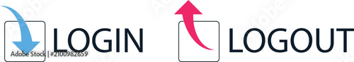 Fotografía Login and logout flat icons with arrows