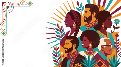 Canvastavla Colorful stylized portraits of diverse community celebrating unity and cultural identity