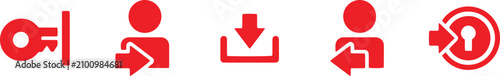 Set of five red disability and accessibility icons
