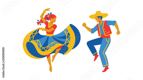 Konstfotografi Colorful Latin folk dancers in traditional festive costumes.