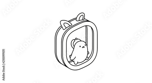 Fotografie Cute character inside a pet carrier with ears