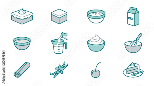 Картината върху платно Collection of food and drink icons.