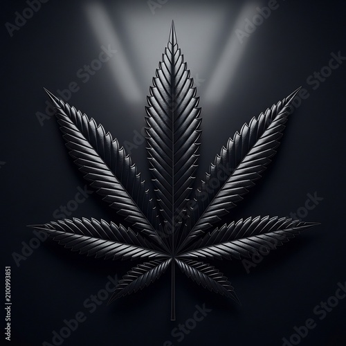 Chiaroscuro Bloom: Metallic Leaf Silhouette
