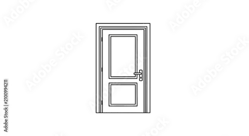 Minimalist outline of a classic wooden door with panels