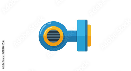 Blue industrial pump or mechanical valve component