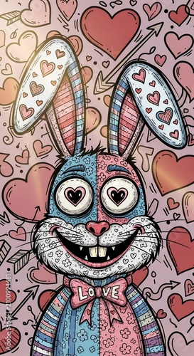 Hugs & Heartbeats: A Patchwork Bunny's Affectionate Gaze