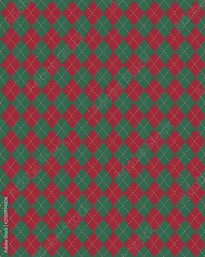 Argyle seamless pattern, diamond check with stitch lines vector background for textile and wallpaper