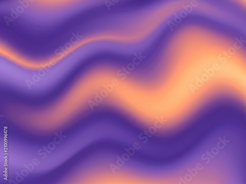 Abstract Horizontal Fluid Ribbon Gradient Background with Soft Purple and Orange Waves