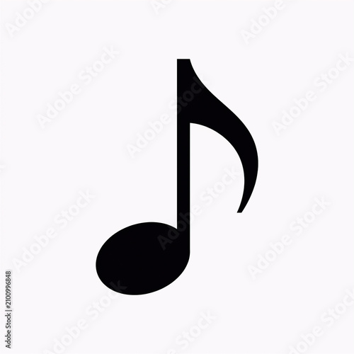 Foto Black Music Note Silhouette Icon on White Background Minimalist Design