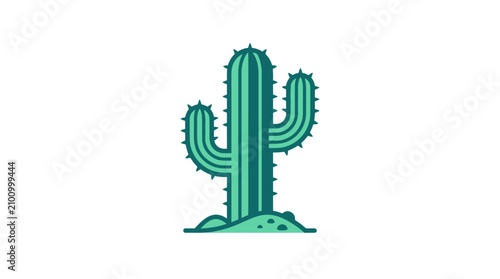 Billede på lærred Green cactus plant in desert environment.