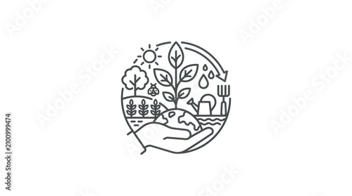 Cuadro en lienzo Hand Holding Earth With Plants Growing.