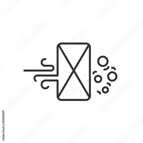 A stylized line art icon depicting a sealed envelope with escaping steam and splashes.