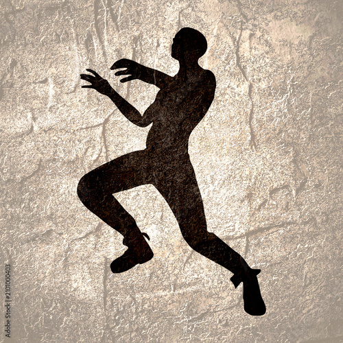 Cartoon zombie monster silhouette. Spooky and scary character.