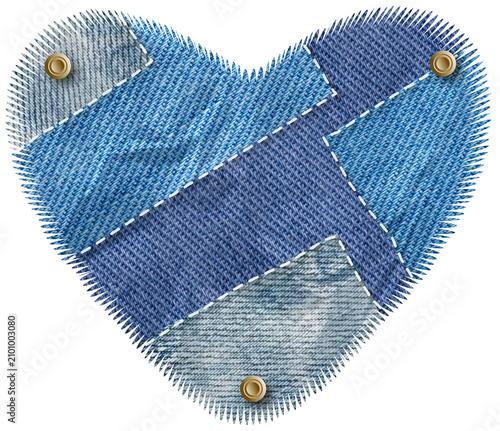 Denim Heart Shape Patch Craft, Cut Out Sticker Jeans Scrapbook 