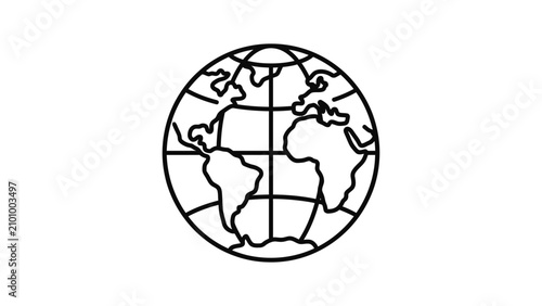 Cuadro en lienzo Minimalist line art illustration of the planet Earth.