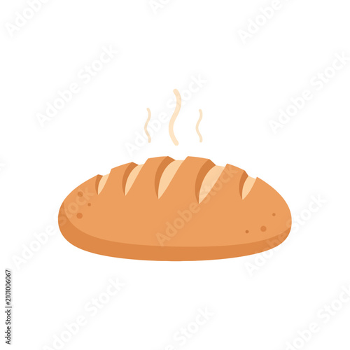 Freshly baked loaf of bread with warm steam rising from the crust clean vector illustration isolated on white background