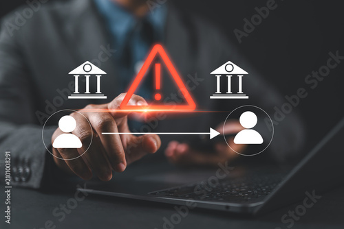 Obraz na płótnie Financial transaction warning and peer to peer transfer scam alert concept