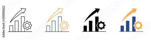 Financial Profit Success Progress Analytics Icon Set Vector Illustration
