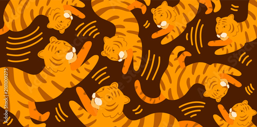 Photography artistic tiger pattern with dark brown jungle claw marks