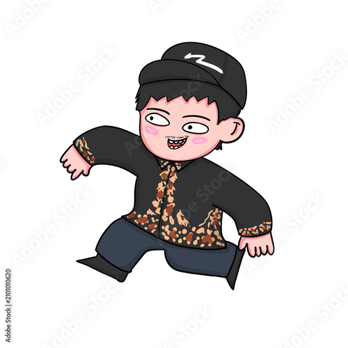 Boy Wearing Cap Running Cartoon Character Illustration