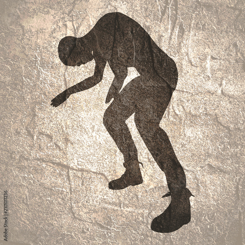 Cartoon zombie monster silhouette. Spooky and scary character.