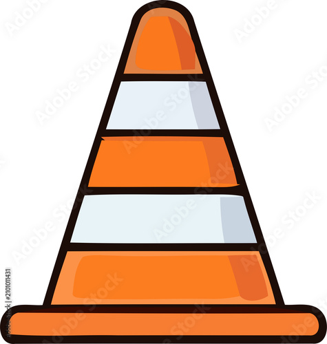 Orange traffic cone isolated on white. Road construction safety barrier icon.