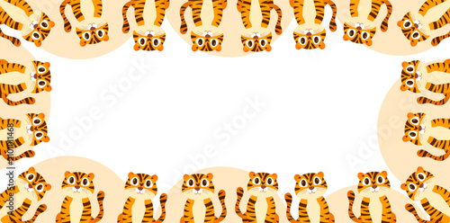 Photography tigers border frame decorative pattern for kids and fun