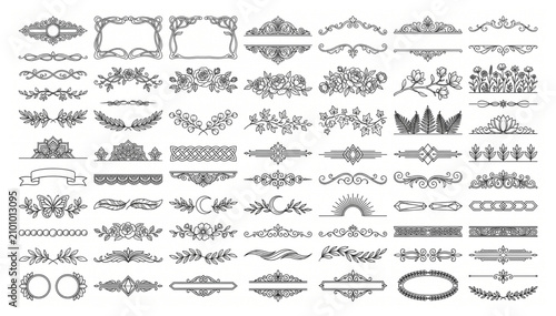 Decorative dividers and ornate flourish set for graphic design with divider line ornament flourish decoration calligraphy collection typography ornamental invitation decorative