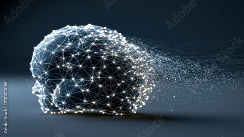 Brain formed by white light dots dispersing into dust