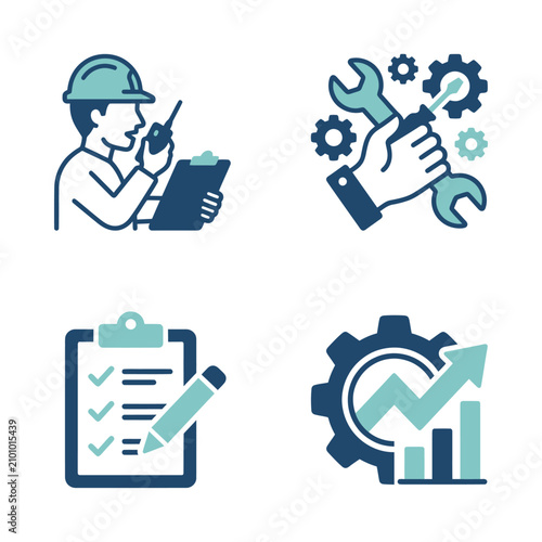 Fotografi Industrial worker with tools checklist.