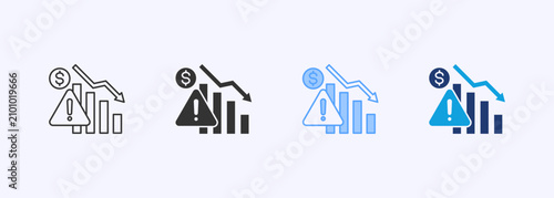 Tableau sur toile Finansial Crisis Icon Set Multiple Style Collection Illustration