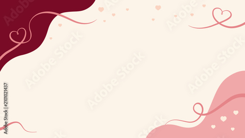 Bilde på lerret Soft swirls and hearts adorn a gentle cream background