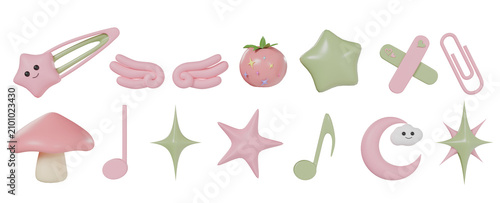 Obraz na płótnie Whimsy Pastel Summer Element for Digital Planner 3D