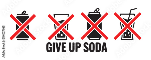 Photos Give up soda icons, no fizzy drinks and sweet beverages, healthy lifestyle choice