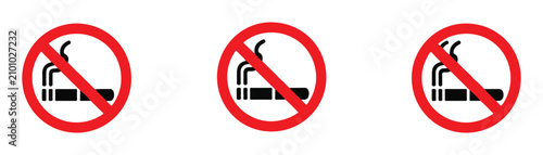 Tableau sur toile Set of smoking ban icons with no smoking signs in red circles isolated for health safety awareness