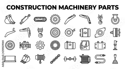 Tableau sur toile Construction machinery parts icons