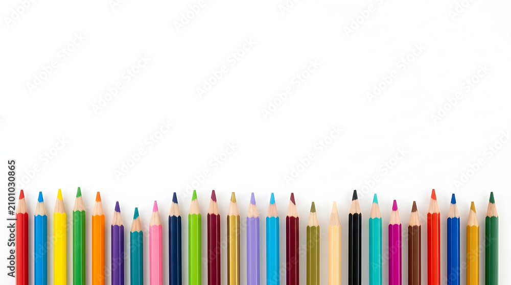 Fototapeta premium Colored pencils on white background
