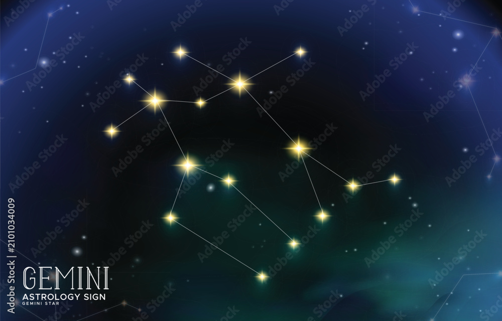 Fototapeta premium gemini Astrology Sign Constellation Vector Background