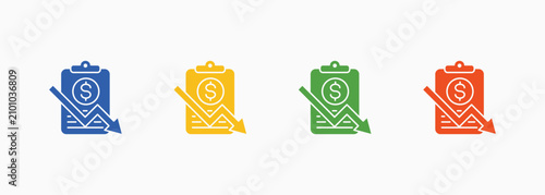 Tableau sur toile Insolvency Icon Set Color Multiple Style Collection Illustration