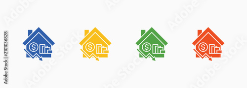 Konstfotografi Depreciation Icon Set Color Multiple Style Collection Illustration