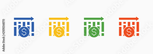 Bild auf Leinwand Stagnation Icon Set Color Multiple Style Collection Illustration