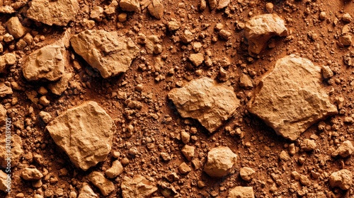 Reddish brown desert soil and rocky terrain texture.