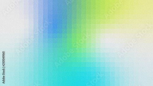 Foto Textured grainy noise abstract backdrop with soft vertical grid segments, smooth gradient transitioning from white, cobalt blue, turquoise, mint green to pale yellow