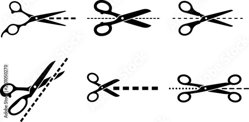 Fotografía Vector set of scissors with cut line icons for voucher coupon and tailoring conc