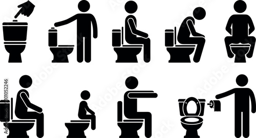 Konstfotografi Vector set of toilet rules icons for restroom etiquette proper usage and public