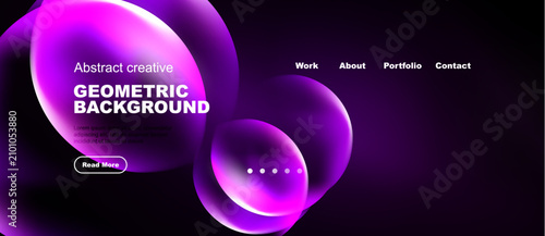 Obraz na plátne Dark background features vibrant purple geometric shapes