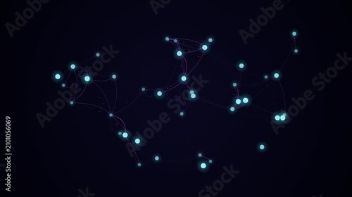 Abstract Digital Network Nodes Connecting in a Glowing Particle Field