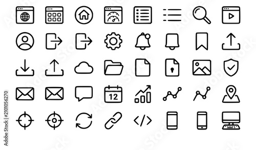 Modern Web Interface Icon Set Vector Collection for Website Computer and Mobile Applications