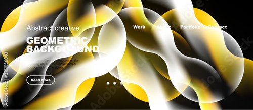Abstract yellow design. Fluid shapes overlap, creating dynamic visual effect....